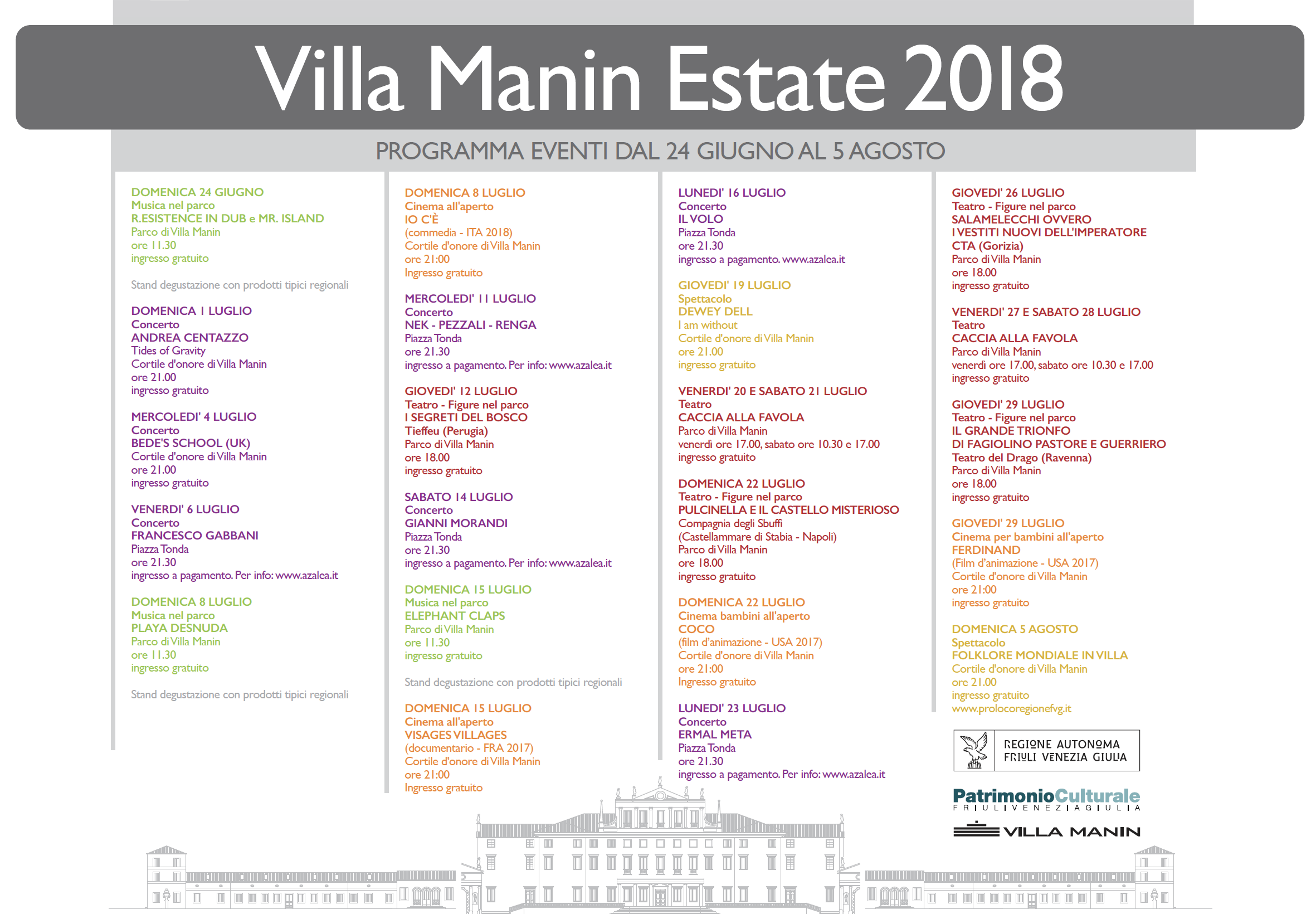 Villa Manin Estate 2018 | Programma completo